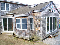 Green Sustainable building exterior cedar trim
