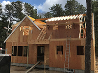 Sustainable green building exterior cedar trim