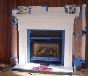 painting the new fireplace